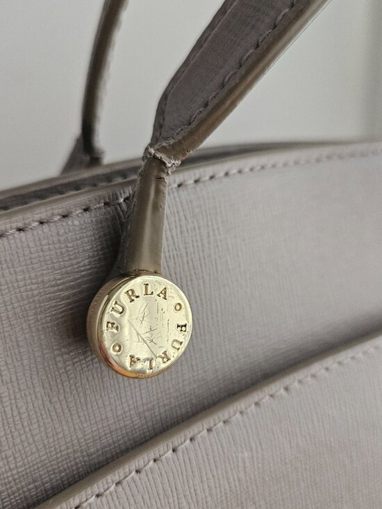 Furla structured grey taupe Satchel with removable strap - Picture 10 of 14